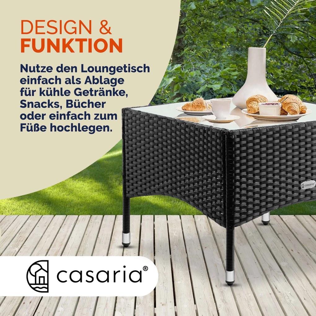 Mesa auxiliar jardim em polyrattan 58 x 58 x 42 cm Preto