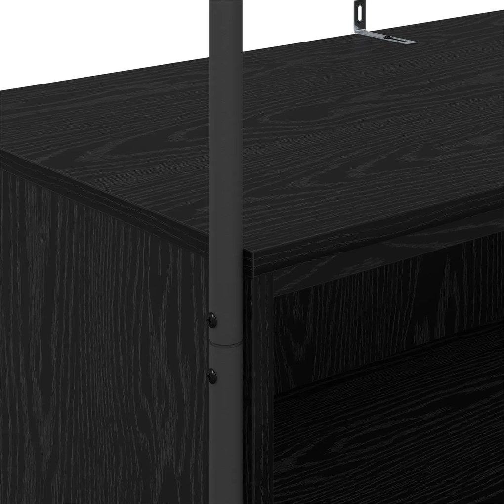 Porte-Roupas com Prateleiras Carvalho Preto 100x44x160 cm
