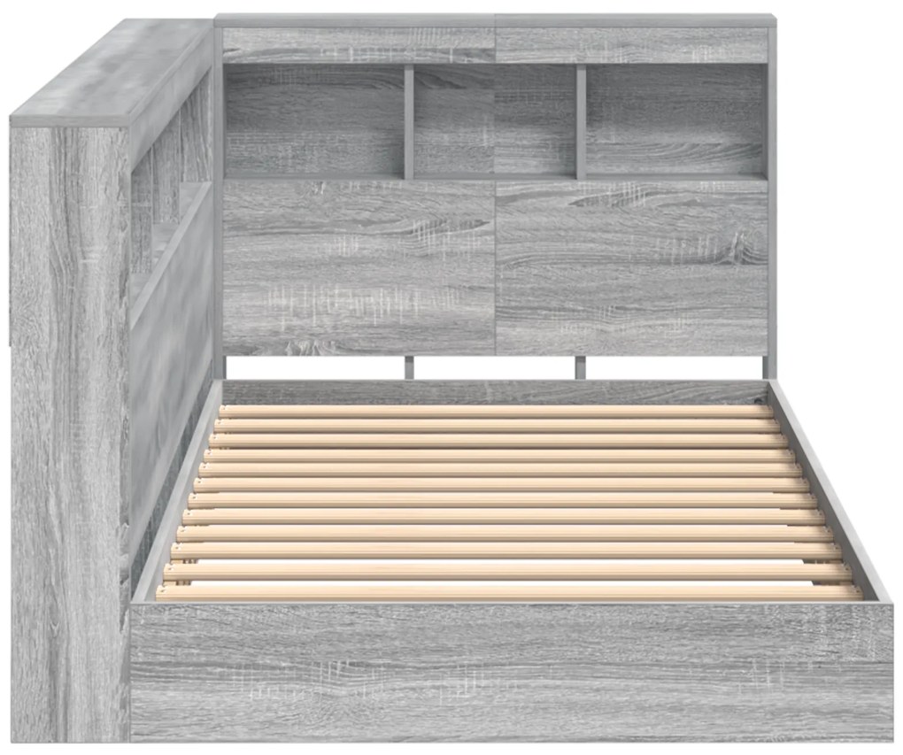 Cama com Estante Cinza Sonoma 90x190 cm Madeira Engenheirada