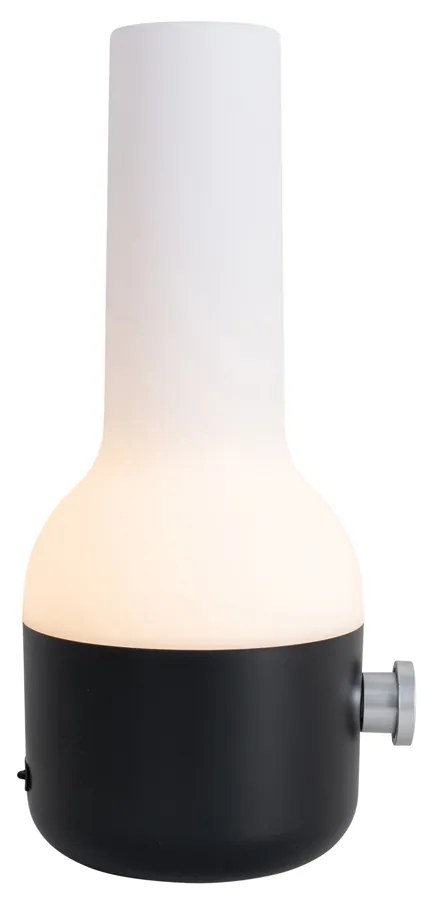 Conjunto de 2 candeeiros de mesa de exterior preto com branco inc. LED recarregável - Haard