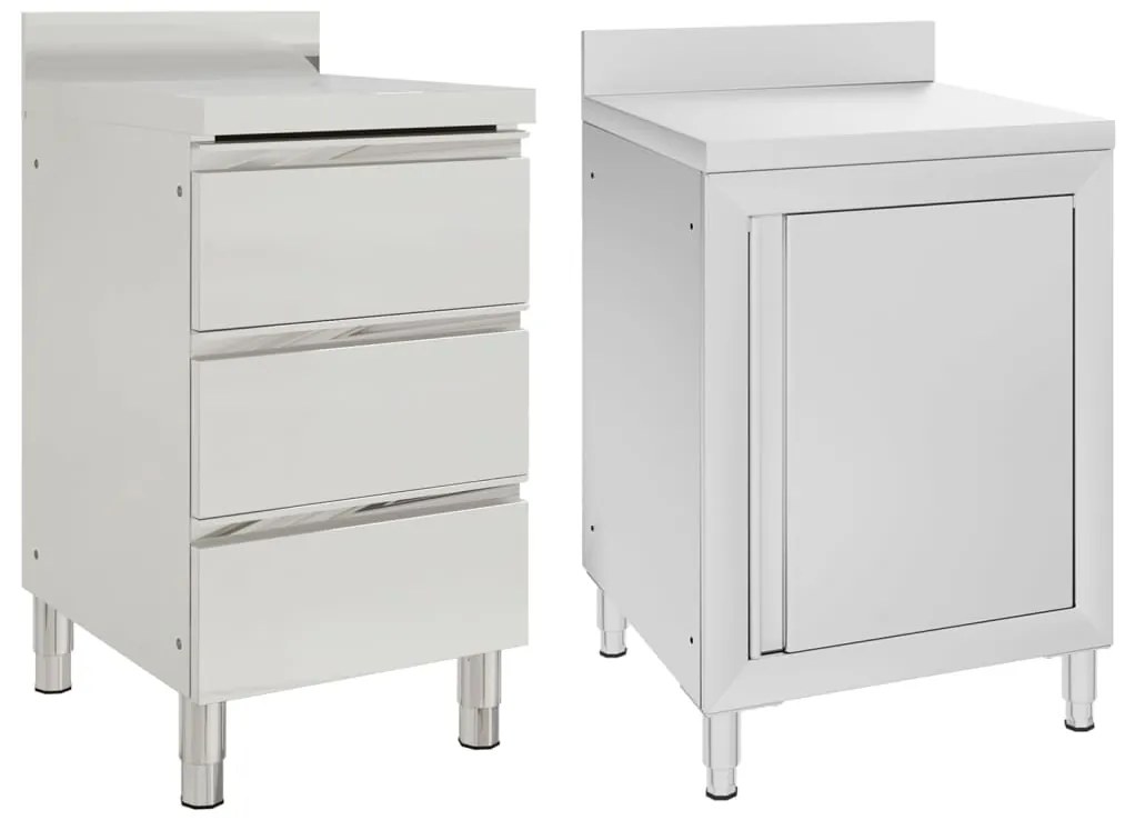 Armários de cozinha comerciais 2 pcs aço inoxidável