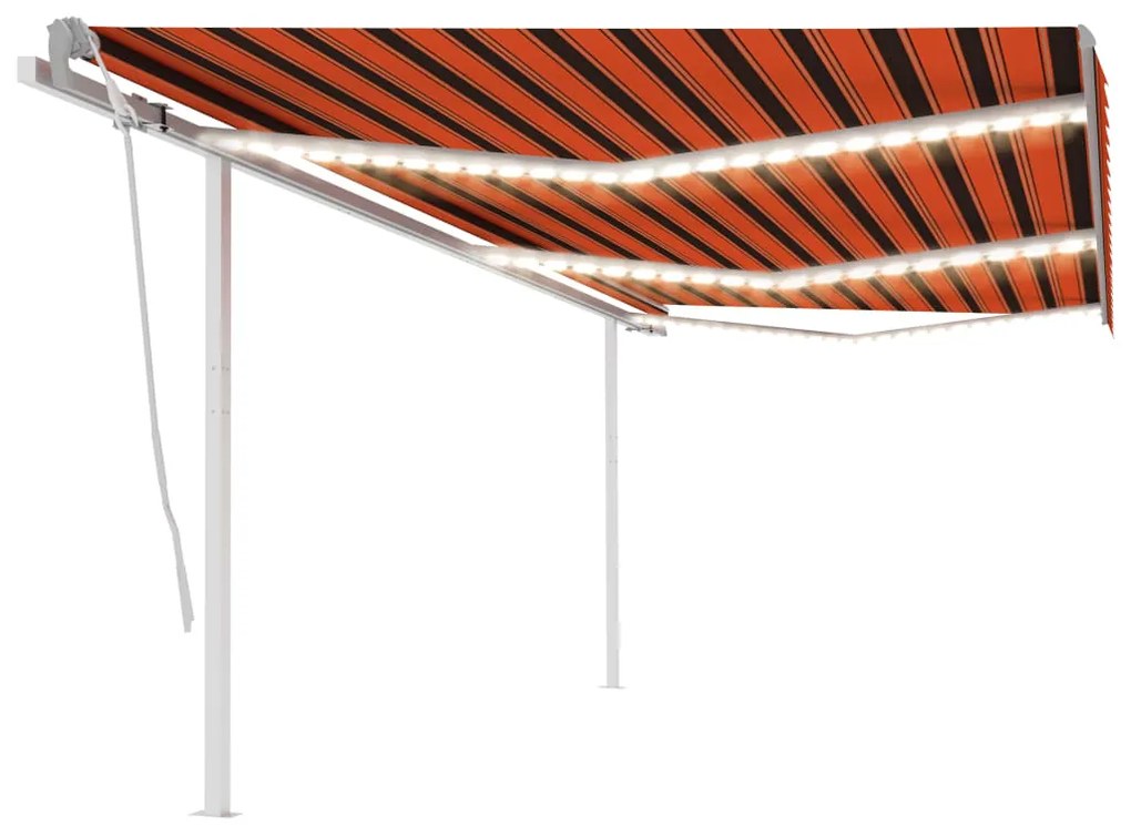 Toldo retrátil manual com LED 6x3 m laranja e castanho