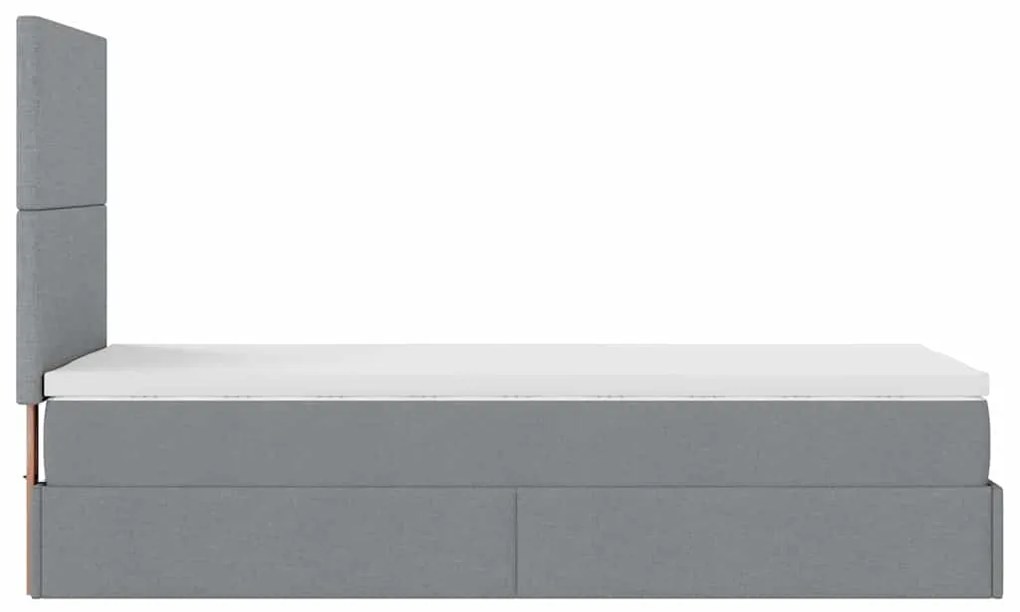 Cama otomana com colchão 100x200 cm tecido cinzento claro