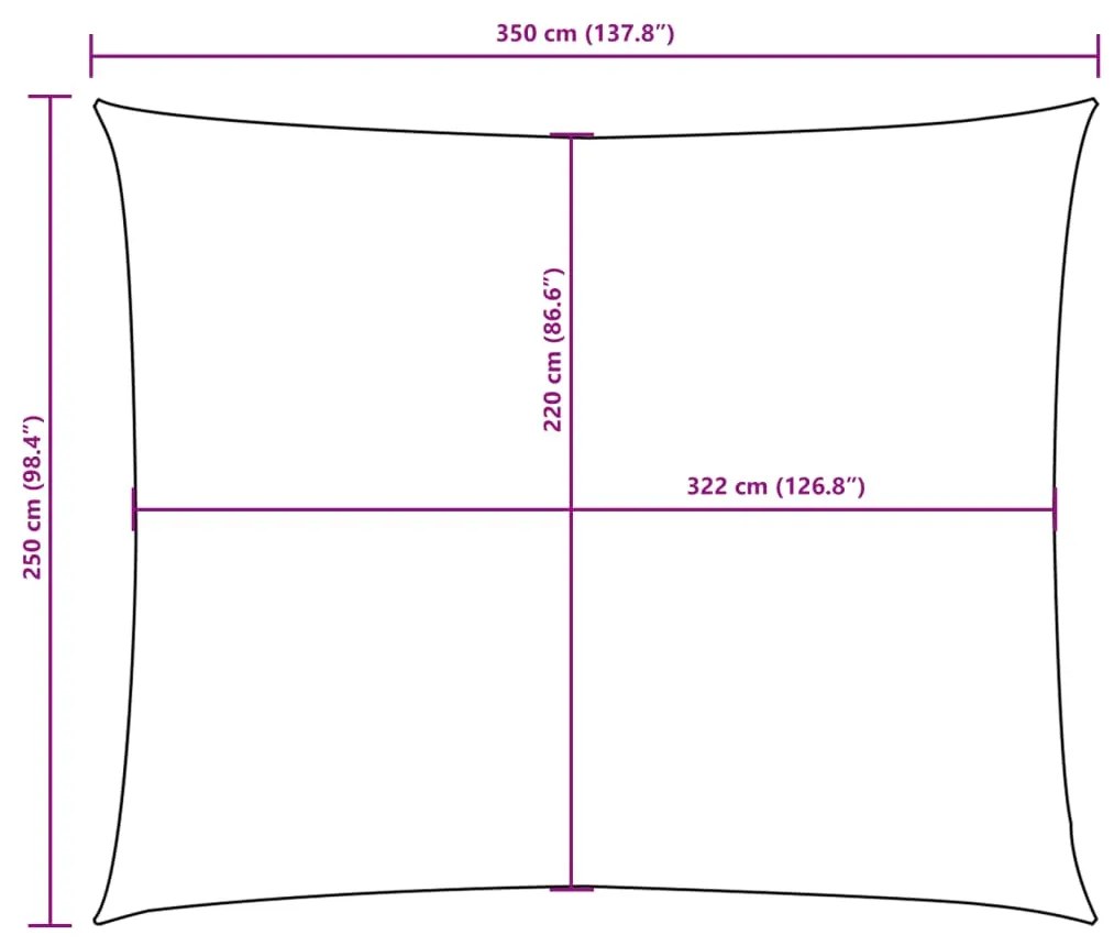 Para-sol estilo vela tecido oxford retangular 2,5x3,5 m creme