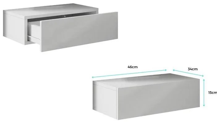 Mesa de Cabeceira de Parede SKÖLD - Branco - Design Moderno