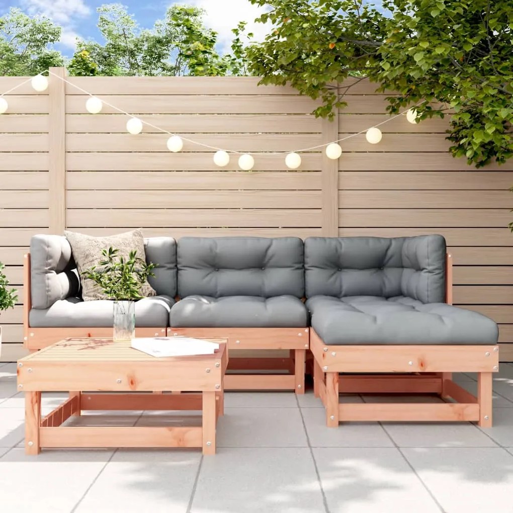 5 pcs conjunto lounge de jardim madeira de douglas maciça