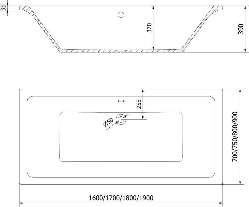 Mexen Cube banheira retangular 180 x 90 cm, branca - 55051809000