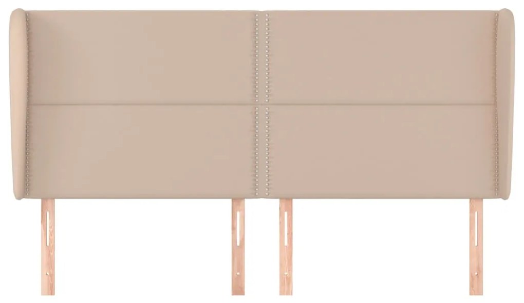Cabeceira cama c/ abas couro artif. 183x23x118/128cm cappuccino