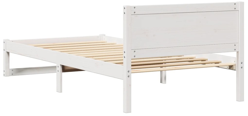 Estrutura de Cama Branca Madeira de Pinho Solteiro Durável