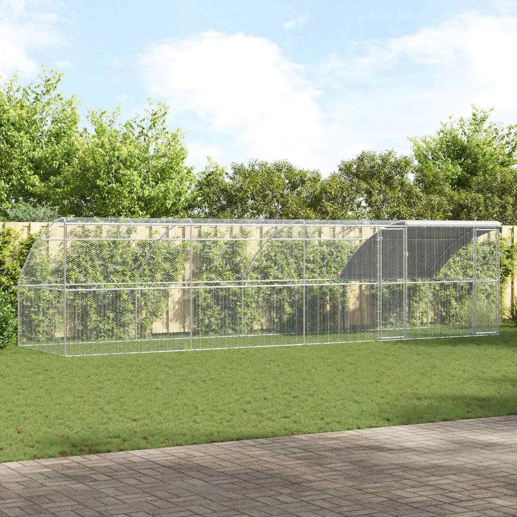 vidaXL Gaiola para galinhas 4 pcs Prateado 800 x 200 x 200 cm Aço e PE