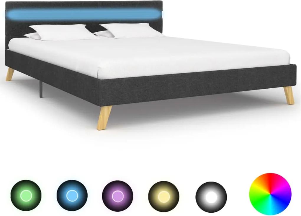 Estrutura de cama com LEDs 120x200 cm tecido cinzento-escuro
