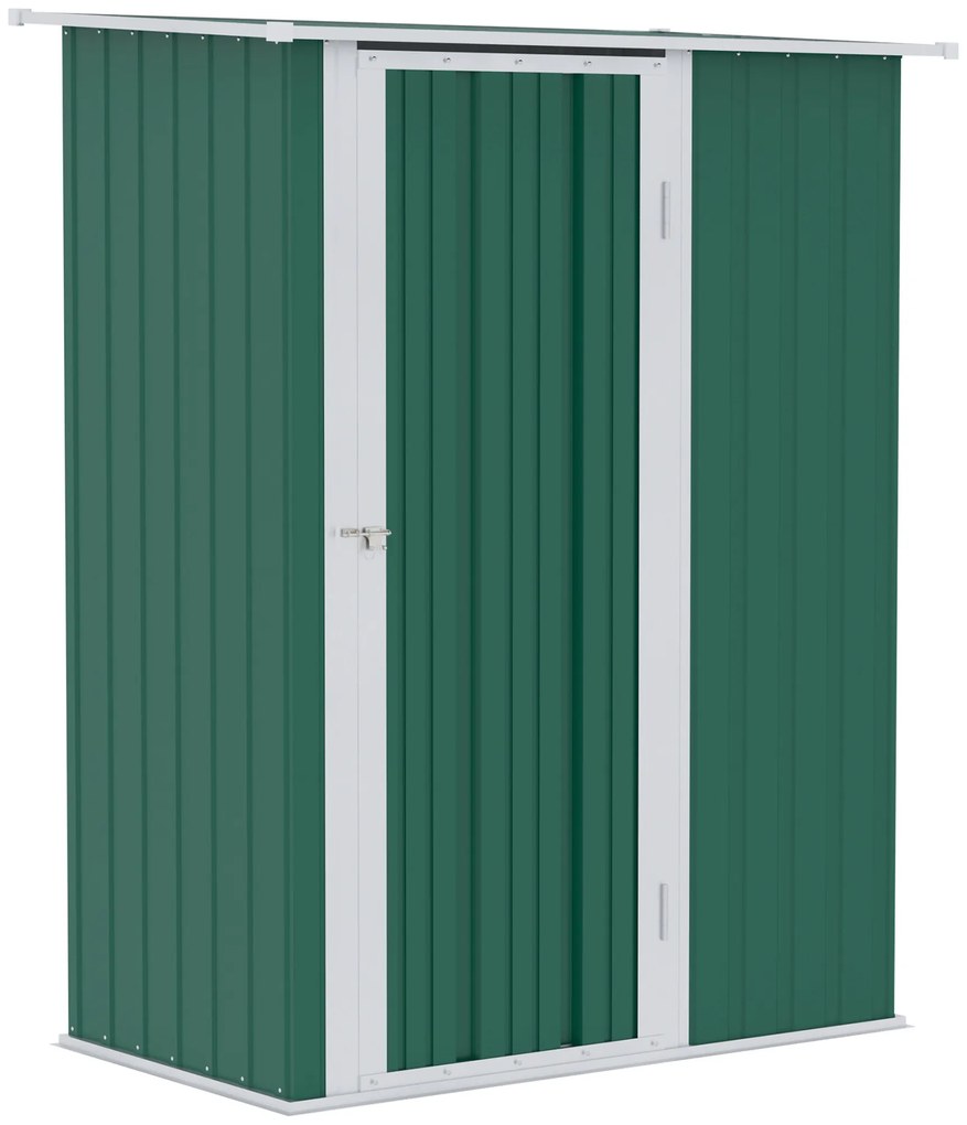 Outsunny Abrigo de Jardim 142x84x189cm Abrigo de Jardim de Aço Galvanizado com Porta Fechadura e Orifícios de Drenagem Verde | Aosom Portugal