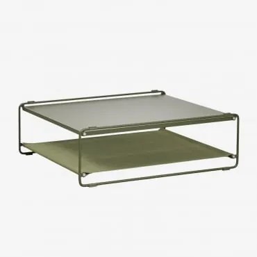 Mesa Auxiliar Para Jardim Conversível Em Puff Em Aço Amaro Tapioca Beige - Verde Azeitona Profundo - Sklum