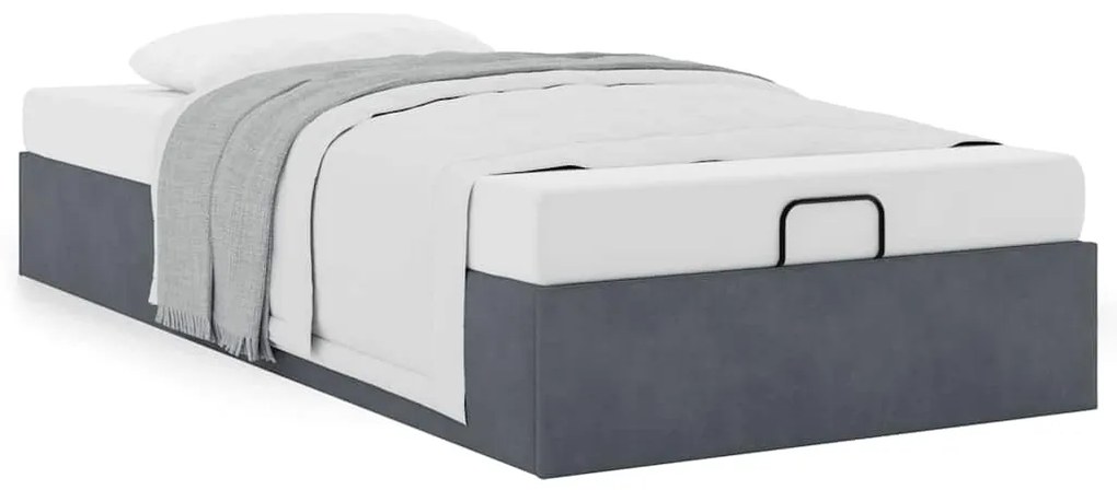 Otomano Bed Frame No Colchão Cinzento Escuro 80x200 cm Veludo