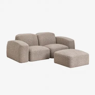 Sofá Modular E Pufe Bastian De 2 Peças Bouclé Castanho Moca - Sklum