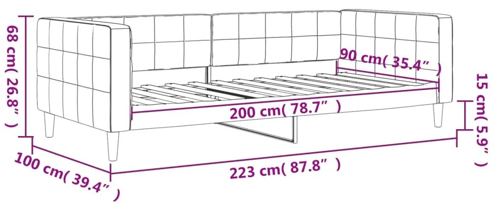 Sofá-cama 90x200 cm veludo cinzento-claro