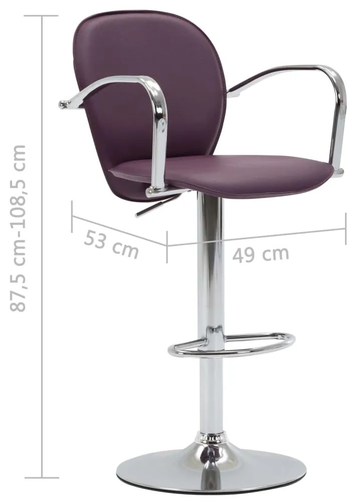 Bancos de bar com apoios de braços 2 pcs couro artificial roxo