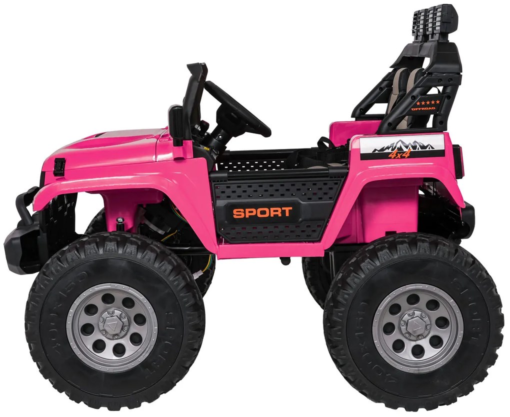 Carro elétrico para Crianças 2 Lugares Extreme Sport 4x4 24V Pneus Espuma EVA, assento couro ecológico Rosa