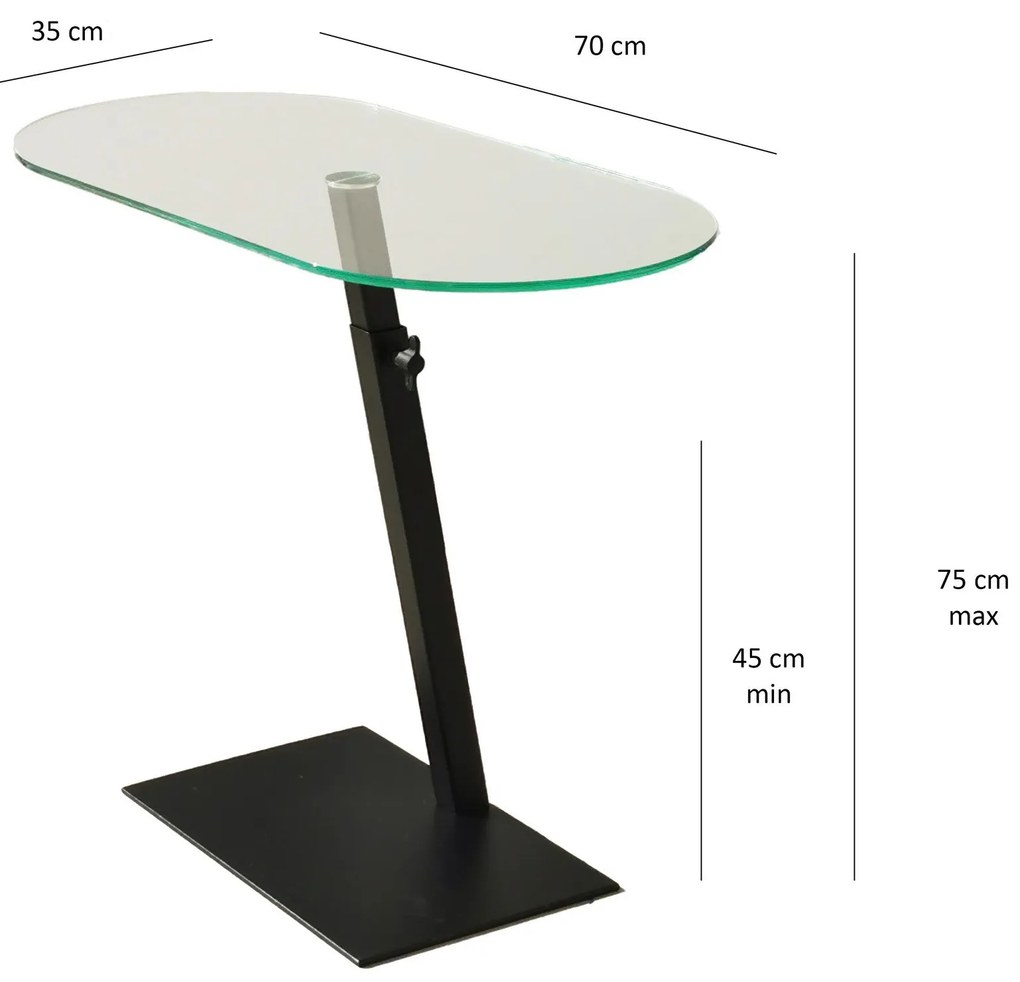 Mesa de Café Ovale Lungo - Preto - 70x75x35cm