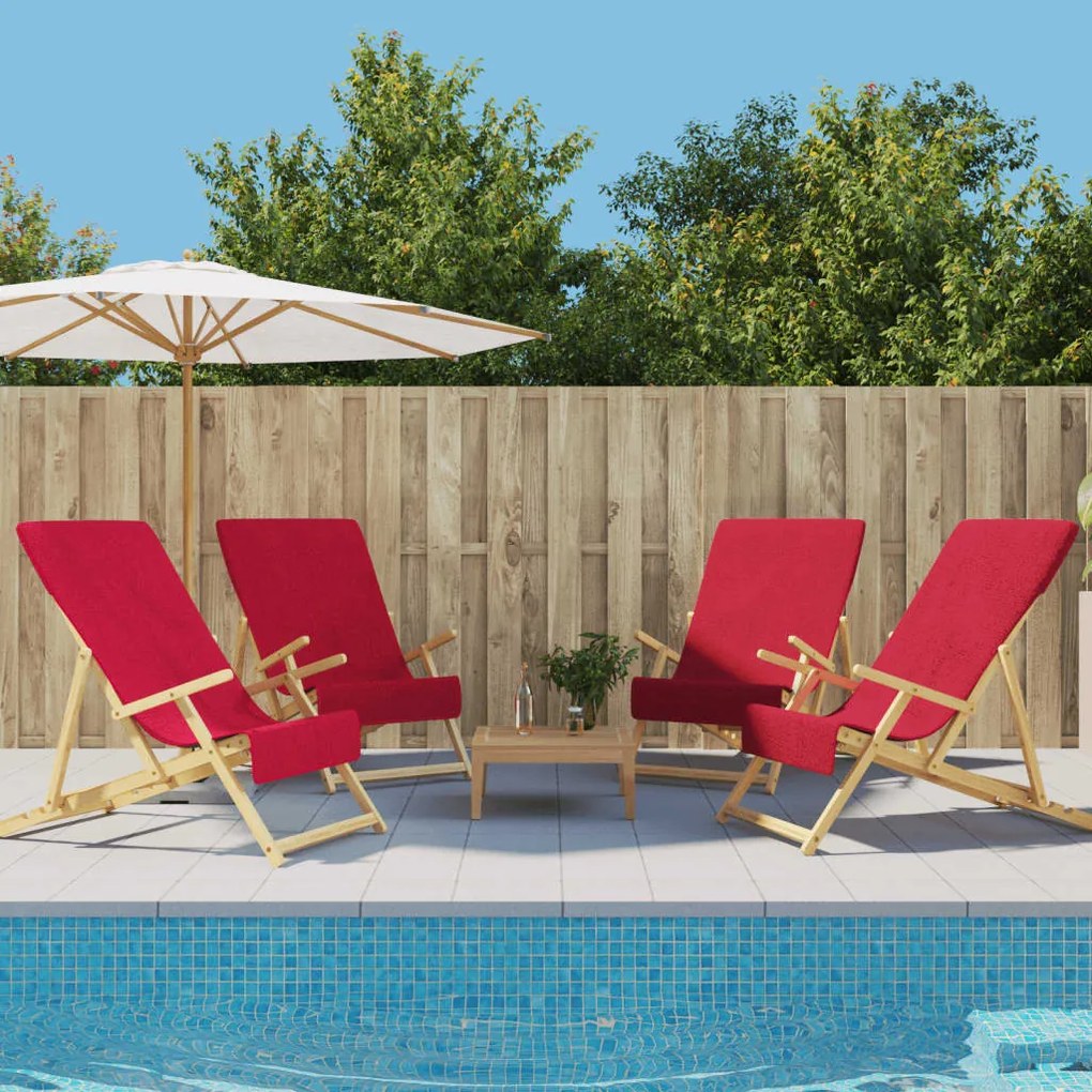 3157056 vidaXL Toalhas de praia 4 pcs 60x135 cm tecido 400 GSM bordô