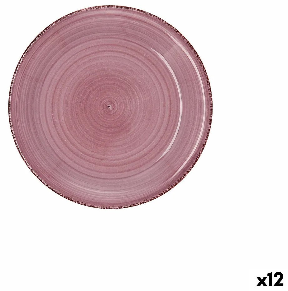 Prato de Sobremesa Quid Vita Peoni Cerâmica Cor de Rosa 19 cm (12 Unidades)