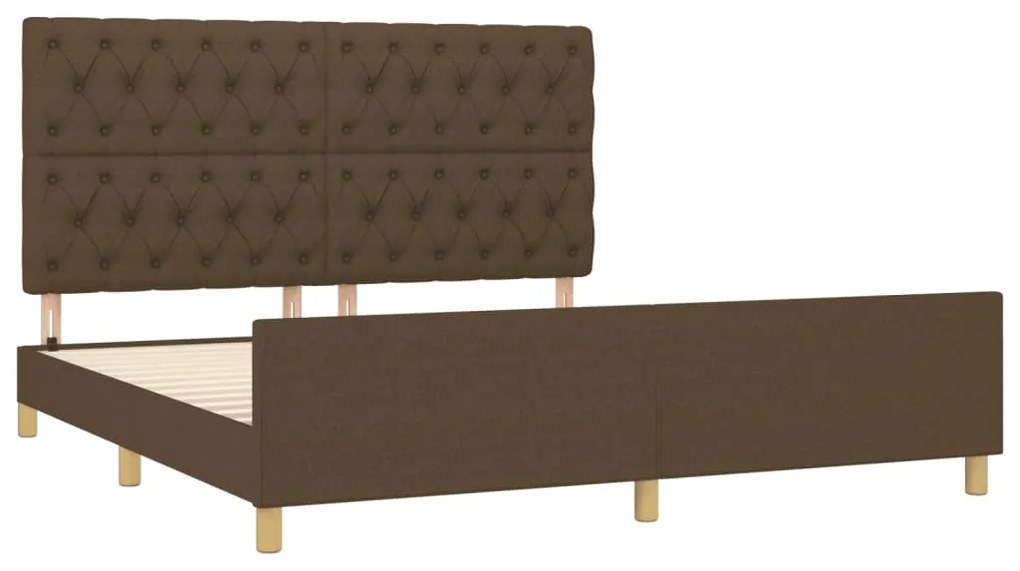 Estrutura de cama sem colchão 160x200 cm tecido castanho-escuro