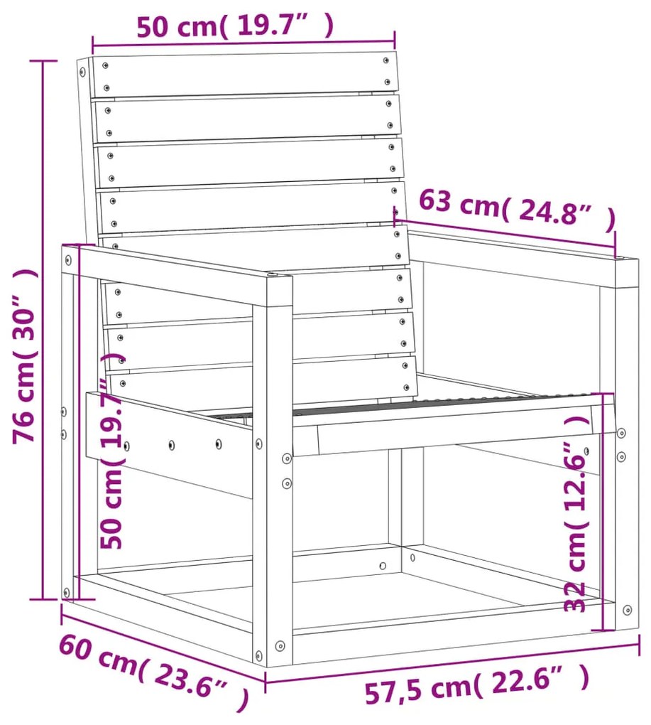 Cadeira de jardim 57,5x63x76 cm madeira de pinho impregnada