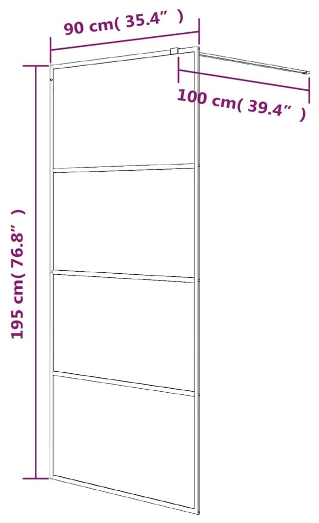 Divisória de chuveiro prateado 90x195 cm vidro ESG transparente