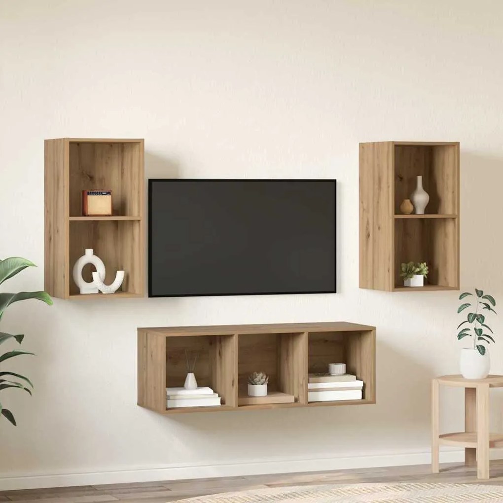 Conjunto de Estantes para TV 3 pcs carvalho artisiano