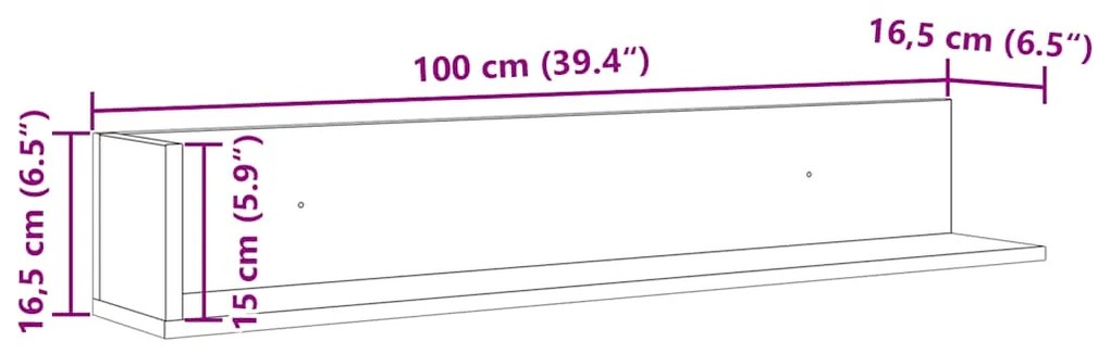 Prateleiras de parede 2pcs derivados de madeira carvalho fumado