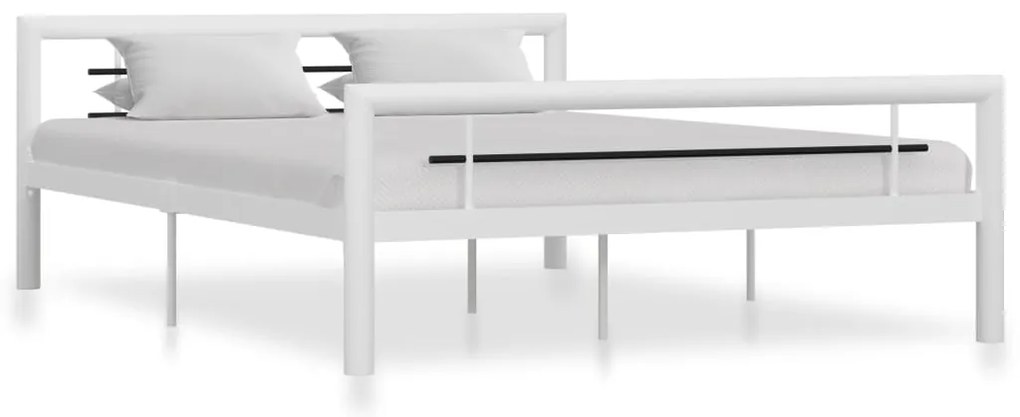 Estrutura de cama 120x200 cm metal branco e preto