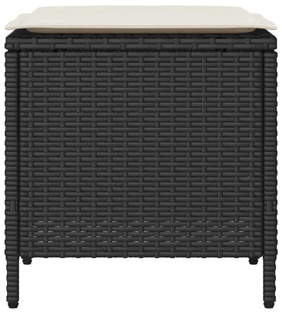 4 pcs conjunto de sofás para jardim c/ almofadões vime PE preto