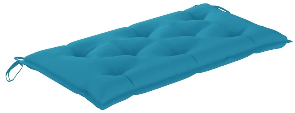 Banco de jardim c/ almofadão azul-claro 112 cm teca maciça