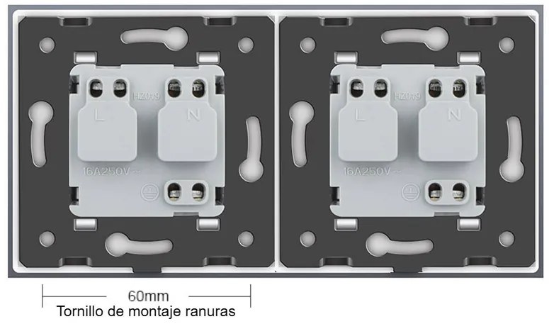 Tomada Dupla, Painel frente branco vidro temperado