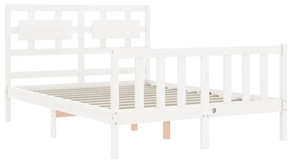 Estrutura de cama com cabeceira 140x190cm madeira maciça branco