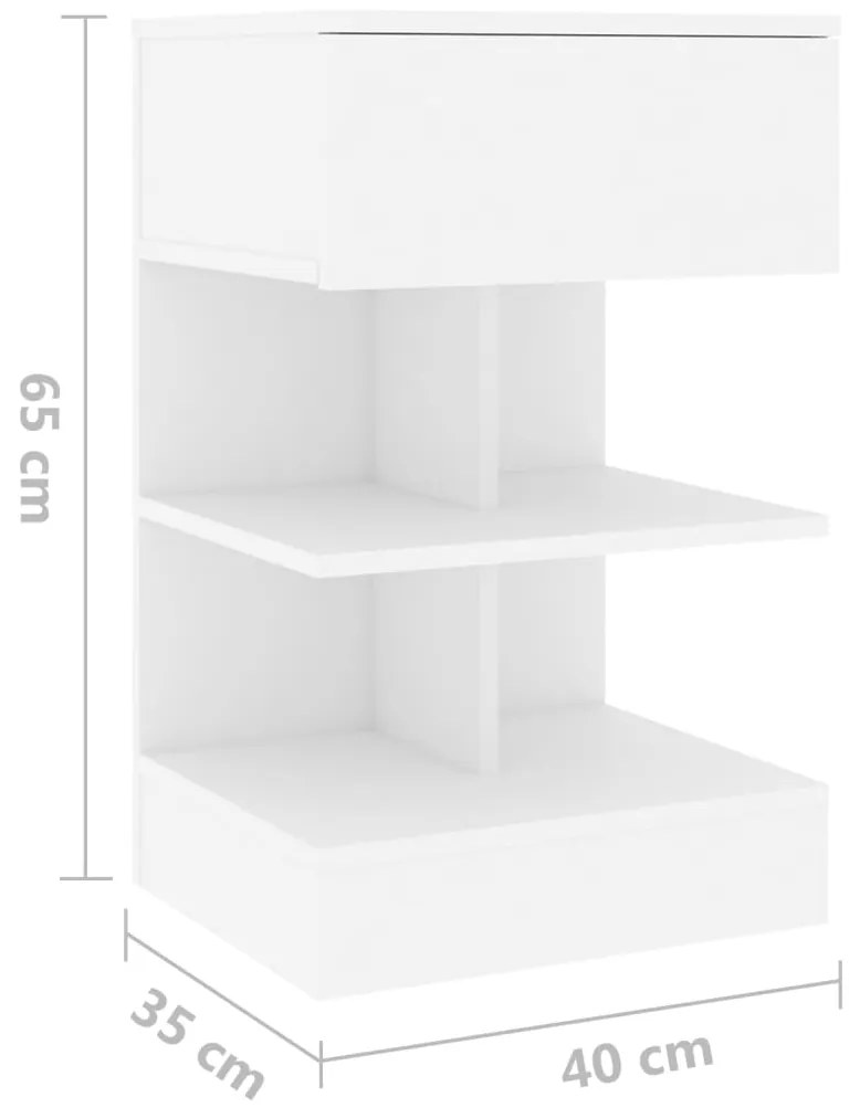 Mesa de cabeceira 40x35x65 cm derivados de madeira branco