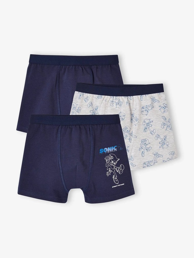 Lote de 3 boxers Sonic®, para criança marinho