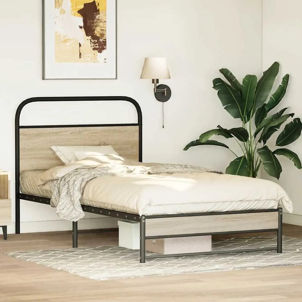 Estrutura cama s/ colchão derivados de madeira carvalho fumado
