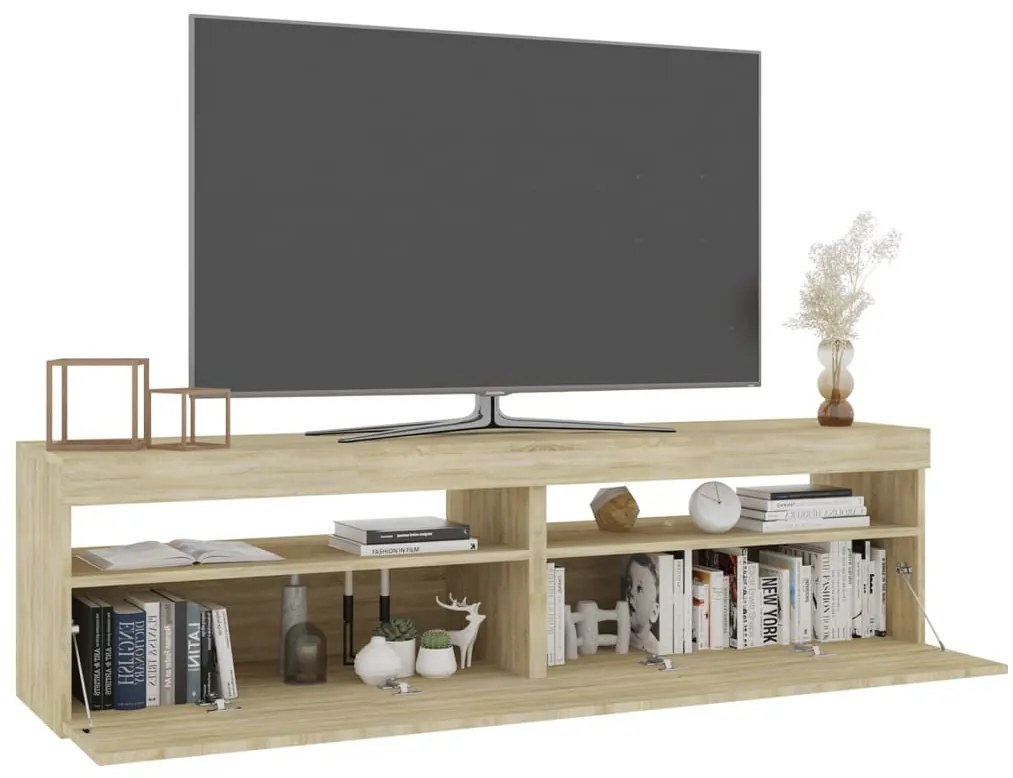 Móveis de TV com luzes LED 2 pcs 75x35x40 cm carvalho sonoma