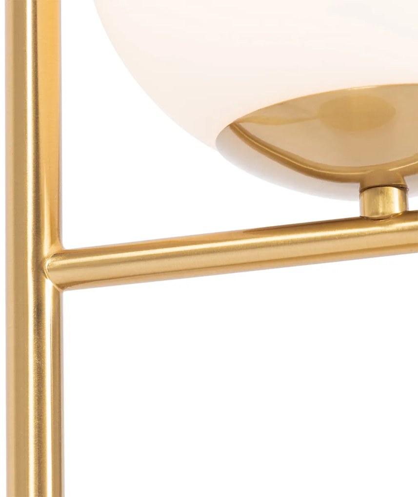 Candeeiro de mesa Art Deco dourado e vidro opala - Flore