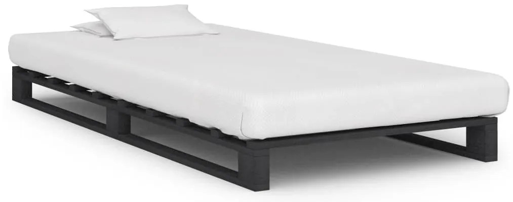 Estrutura de cama em paletes pinho maciço 90x200 cm cinzento