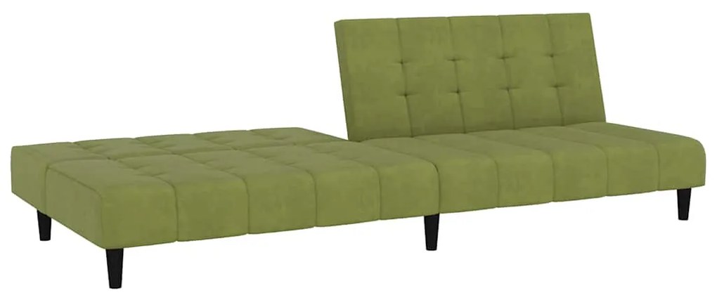 Sofá-cama de 2 lugares veludo verde-claro