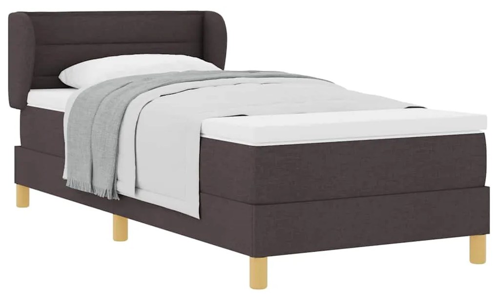 Cama Box com Colchão - Castanho Escuro, 80x200 cm, Tecido