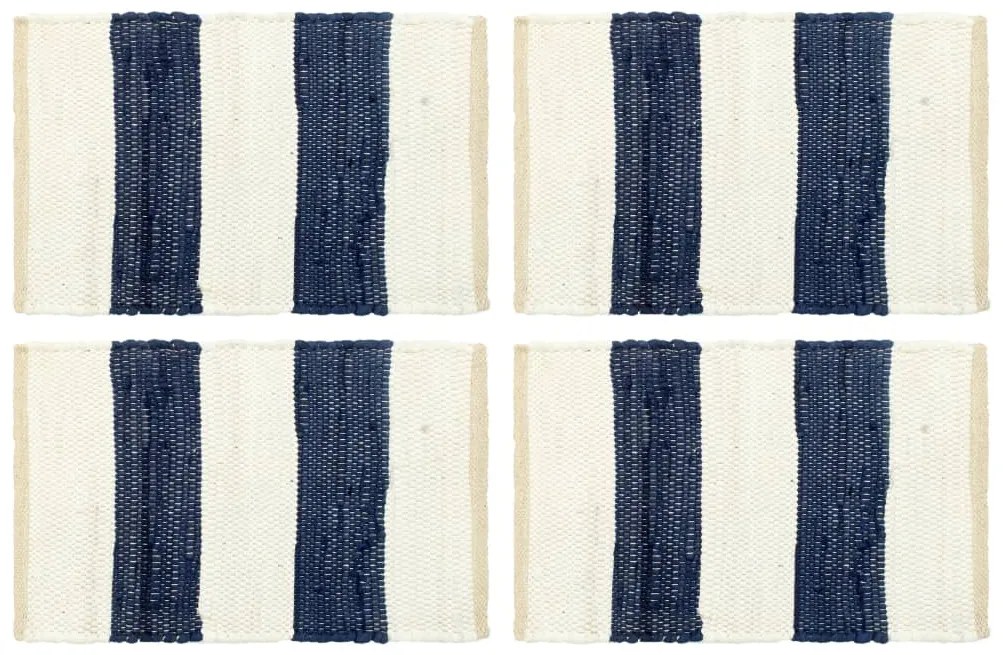 vidaXL Individual de mesa 4 pcs chindi riscas 30x45 cm azul e branco