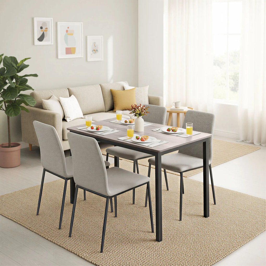Mesa de jantar 70 x 110 x 77 cm (CADEIRAS NÃO INCLUIDAS) cinza mesclado-preto