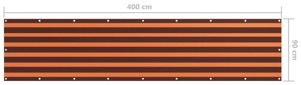 Tela de varanda 90x400 cm tecido Oxford laranja e castanho