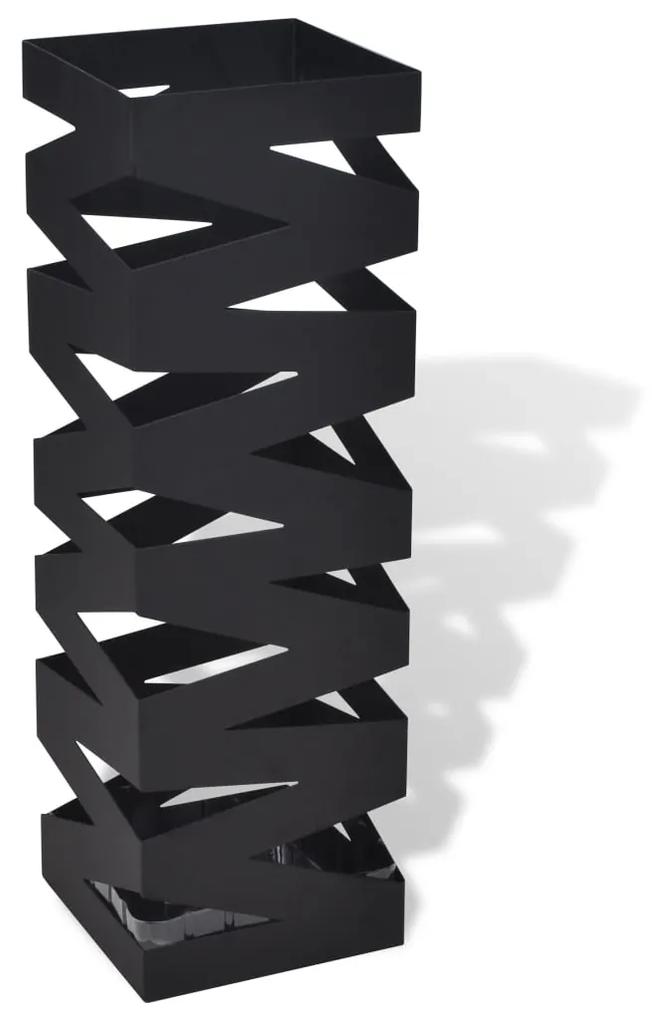 242469 vidaXL Suporte guarda-chuvas/de armazenamento quadrado preto aço 48,5 cm
