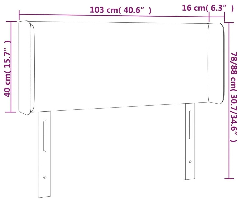 Cabeceira de cama c/ abas tecido 103x16x78/88cm castanho-escuro