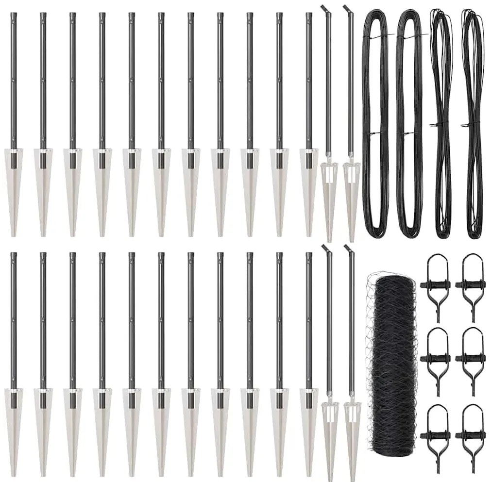 vidaXL Poste de Cerca Cinzeto 50 x 1 m (malha de 36 mm) Aço e PVC