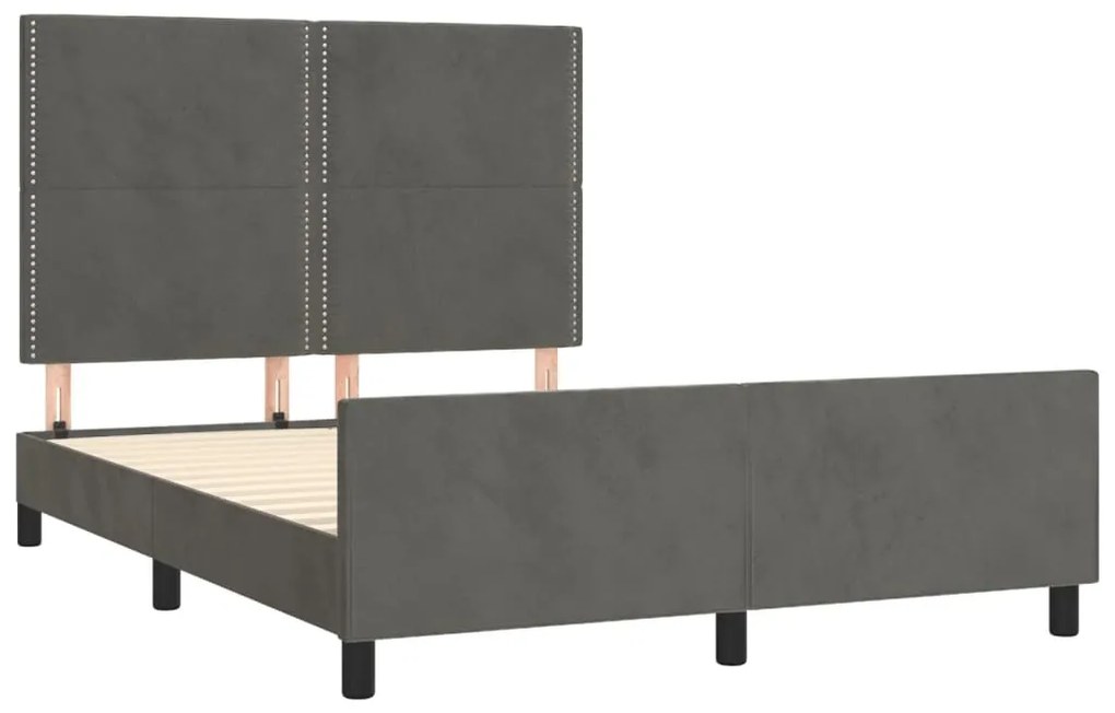 Estrutura de cama sem colchão 140x190 cm veludo cinzento-escuro